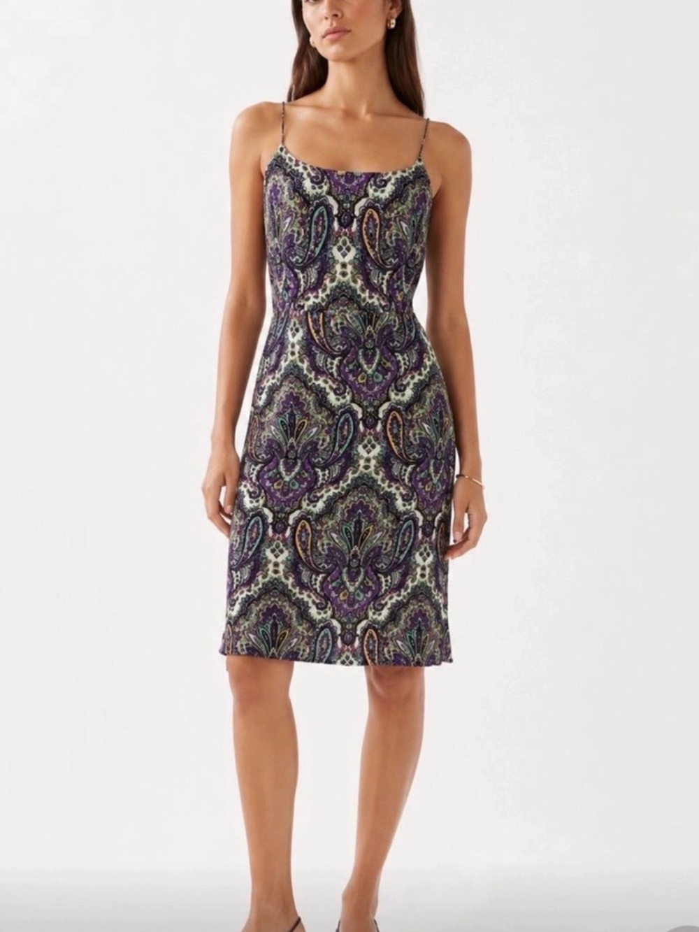 Vintage JCrew Spaghetti Strap Paisley Print Slip Dress NWT